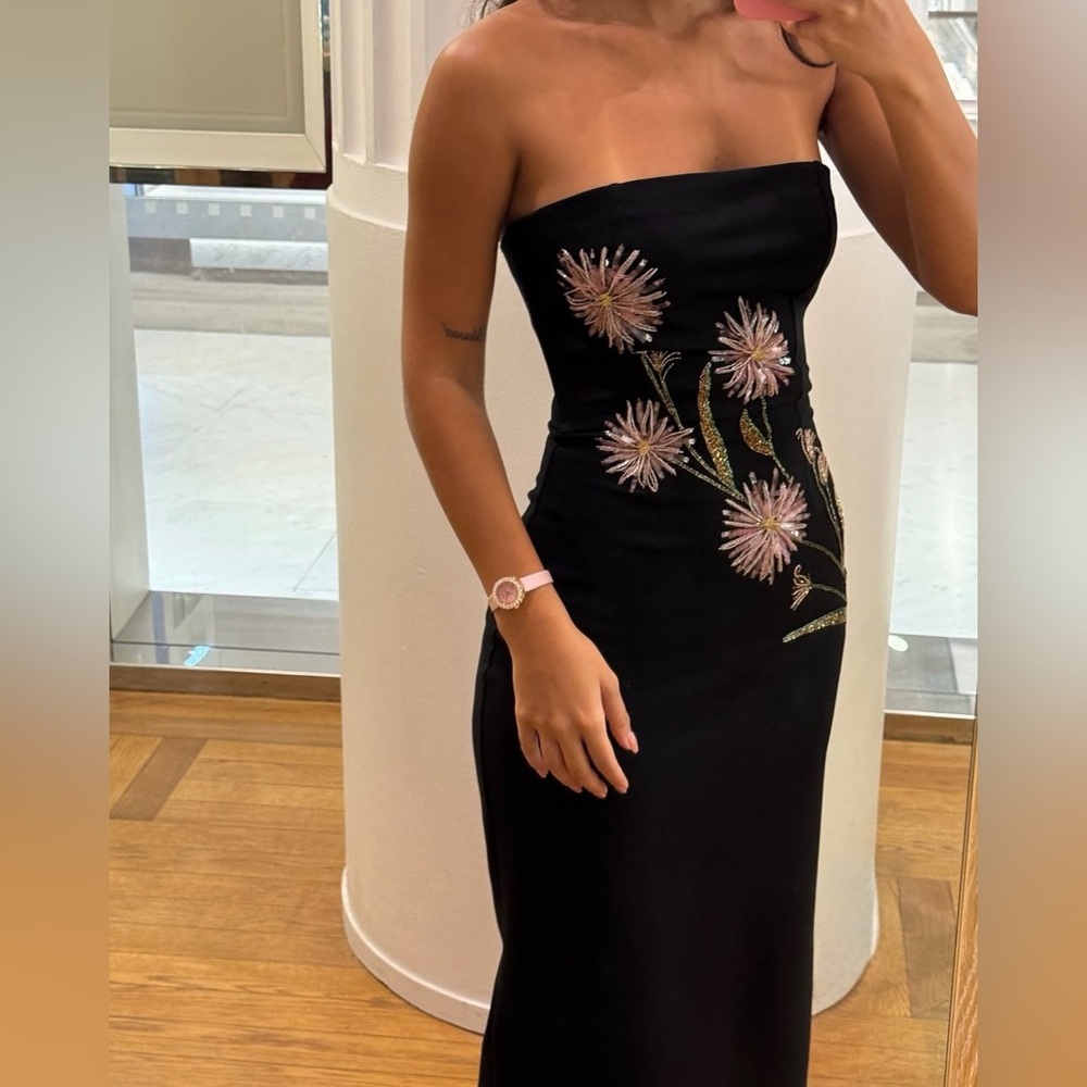 STAUD Brooke Dress in Dahlia Daydream Black - Picture 2 of 9